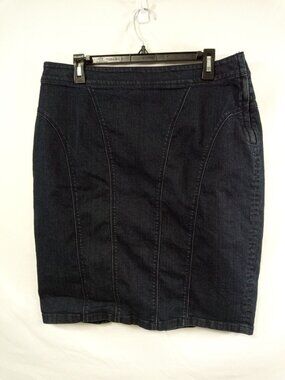 Anne Taylor Women's Dark Washed Denim Blue Pencil Skirt Size 12